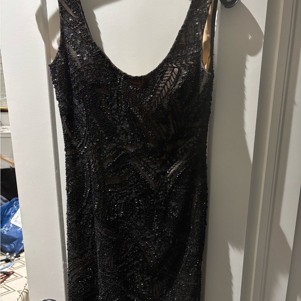 Scala Black Beaded Mini Dress